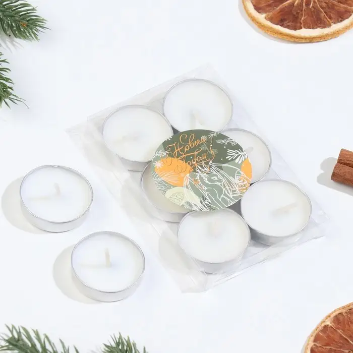 Набор свечей чайных ароматических, 6 шт, ваниль, Новый год Набор свечей чайных ароматических, 6 шт, ваниль, Новый год