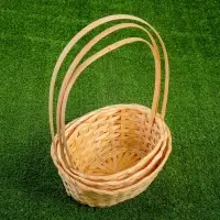 Корзина плетёная для хранения, бамбуковая, цвет натуральный, набор 3 шт.