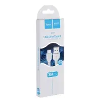 Кабель Hoco X20, Type-C - USB, 3 А, 3 м, PVC оплетка, белый