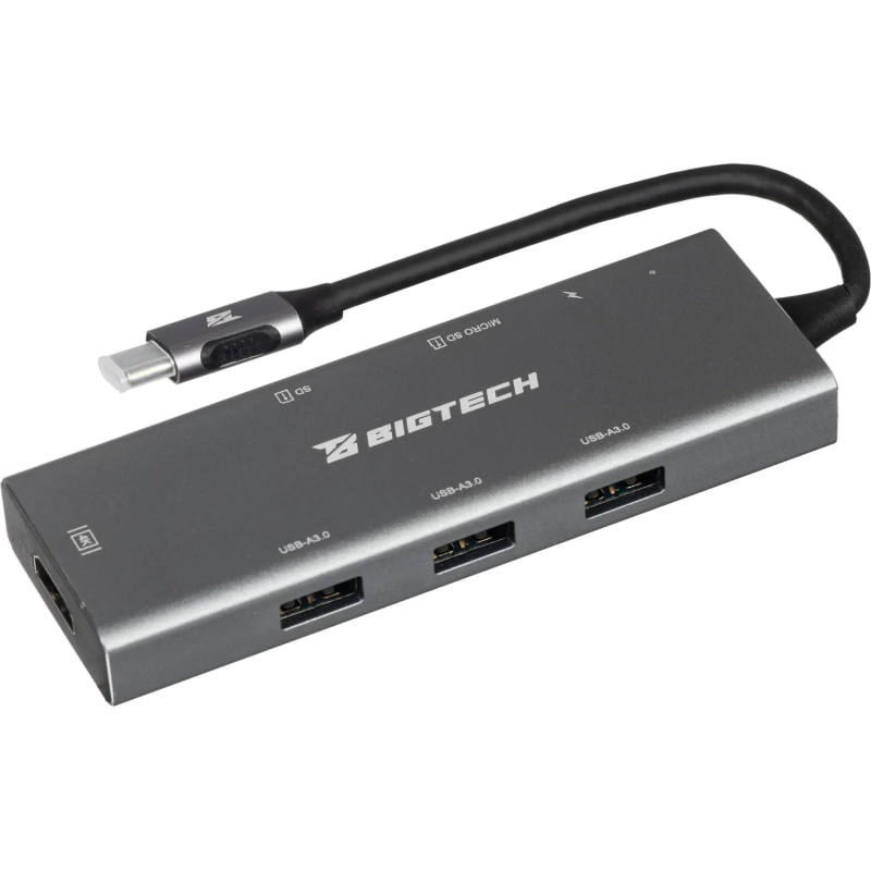 Разветвитель USB HS002 USBх3/HDMIх1/microSDx1/TFcardx1/Серый