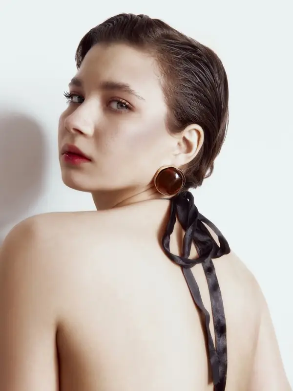 Серьги акрил &laquo;Круг&raquo;, коричневый в золоте