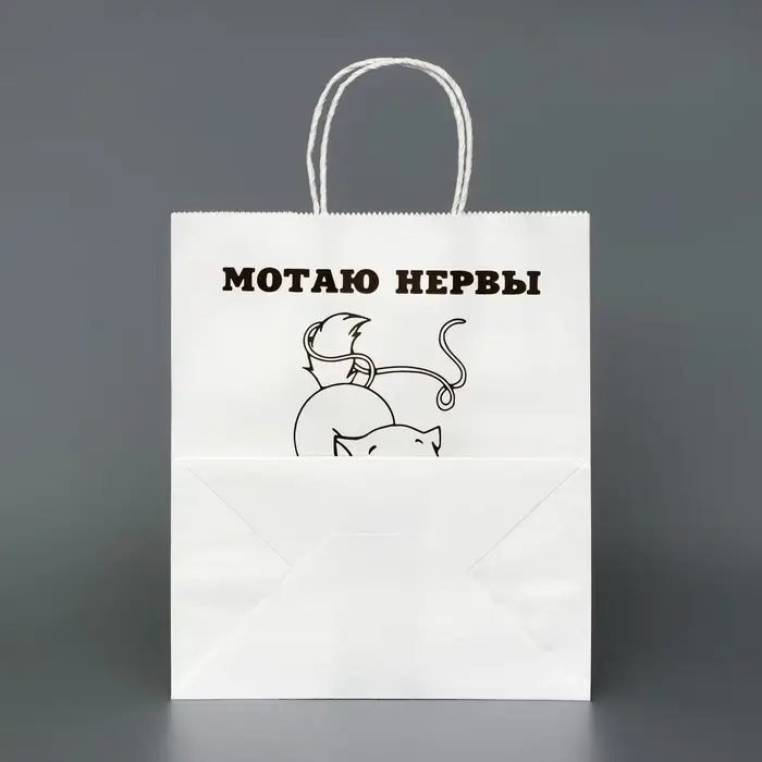 Пакет белый, с приколом, «Мотаю нервы», 24×14×28 см Пакет белый, с приколом, «Мотаю нервы», 24×14×28 см