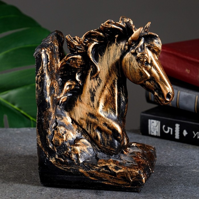 Держатель-подставка для книг  Держатель-подставка для книг "Лошадь", 19х11х10см, бронзовый
