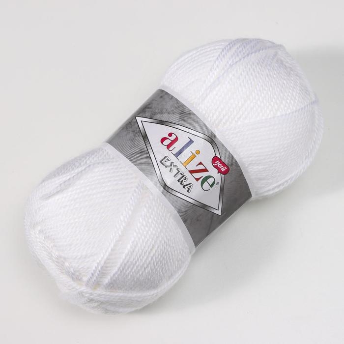 Пряжа для вязания спицами, крючком ALIZE, Extra, 100% акрил, 220 м/100 г, (55 белый)