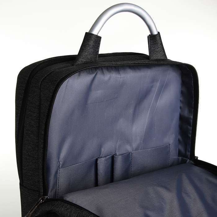 Рюкзак городской на молнии, 2 кармана, с USB, цвет чёрный Рюкзак городской на молнии, 2 кармана, с USB, цвет чёрный