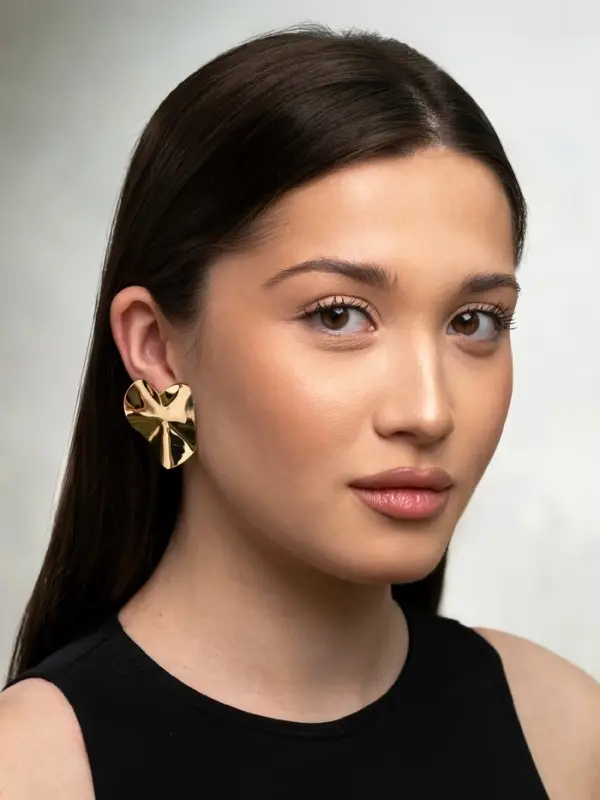 Серьги клипсы для ушей QF &laquo;Тренд. Сердечко&raquo;, металл, цвет золото