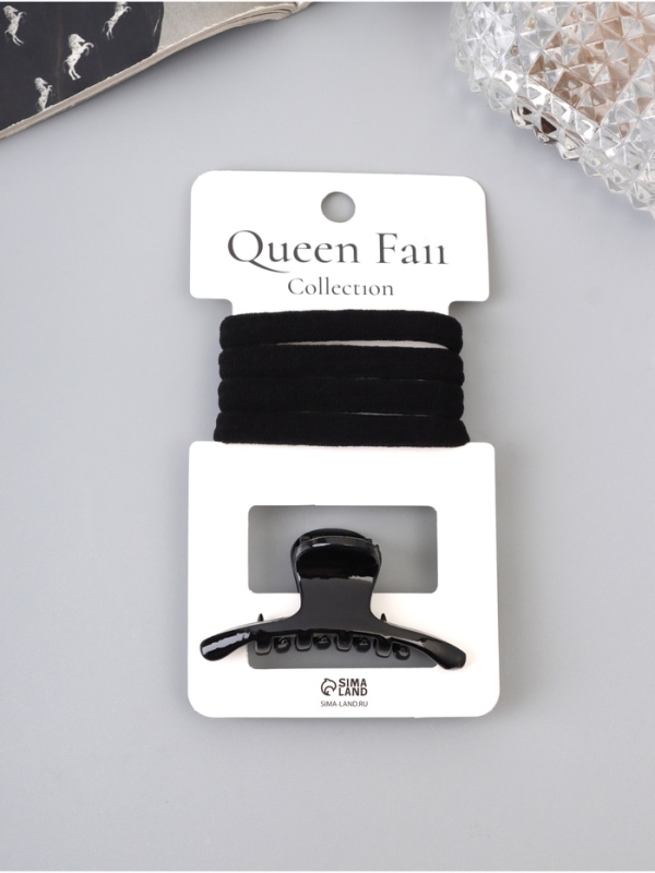 Набор для волос «Вивьен», 4 резинки 5.5 см, краб 6 см, классика дуга, чёрный Набор для волос «Вивьен», 4 резинки 5.5 см, краб 6 см, классика дуга, чёрный