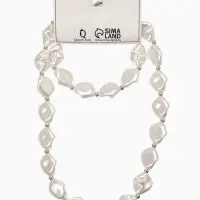 Набор 2 пред-та: бусы,браслет "Жемчуг барочный", ромб. 40/18см, цвет белый в серебре Набор 2 пред-та: бусы,браслет "Жемчуг барочный", ромб. 40/18см, цвет белый в серебре