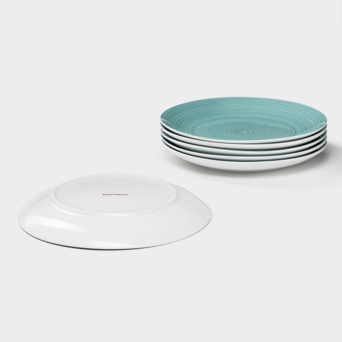 Набор фарфоровых тарелок Доляна «Палитра», 6 предметов, d=19 см, цвет бирюзовый Набор фарфоровых тарелок Доляна «Палитра», 6 предметов, d=19 см, цвет бирюзовый