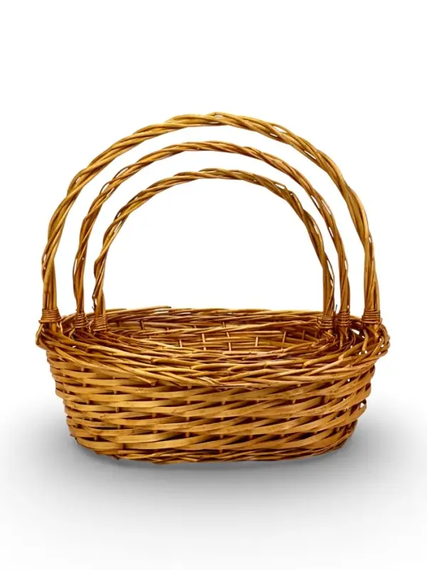 Корзина плетёная для хранения Garden, ива, овальная, цвет натуральный, набор 3 шт.