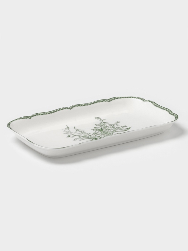 Блюдо для подачи "Bloomware" W&Y 25см, 25х14х2,5  цвет зеленый, белый