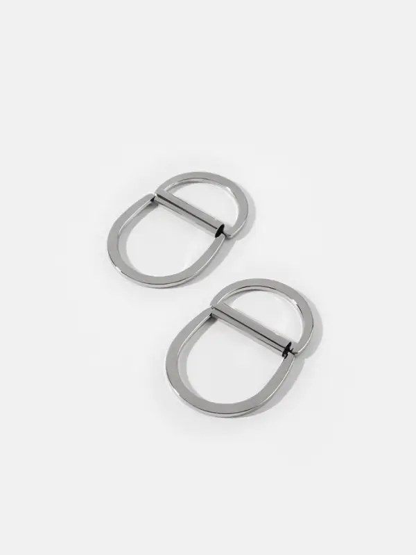 Полукольцо для сумок двойное, d=25 мм, толщина - 2.5 мм, 2 шт., цвет серебряный