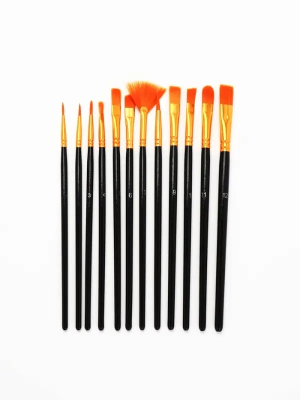 Кисть для рисования набор 12 шт. синтетика №1.2.3.4.5.6.7.8.9.10,11, 12