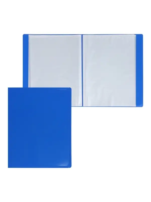 Папка с 60 вкладышами А4, 500 мкм, Calligrata, текстура &laquo;песок&raquo;, синяя