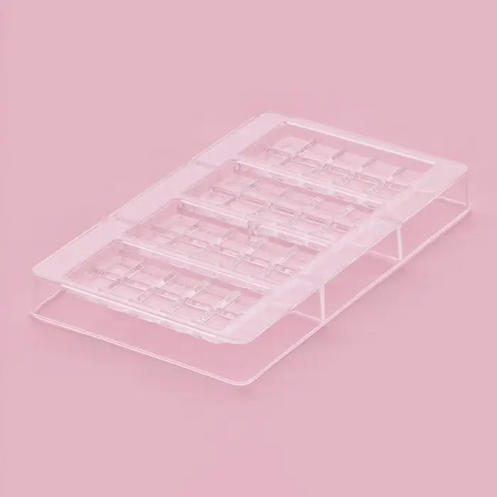 Форма для шоколада &laquo;Плитки с сердцами&raquo;, 20&times;12&times;2.5 см, 4 ячейки 8.5&times;4.2&times;0.7 см, пластик, прозрачная