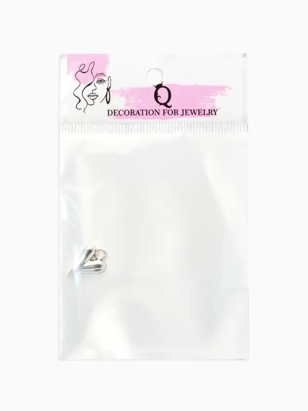 Подвеска "Сердце тренд", 1,1*1,6 см, цвет серебро