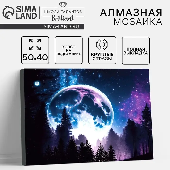 Алмазная вышивка полное заполнение "Сказочный лес", на холсте 40*50 см
