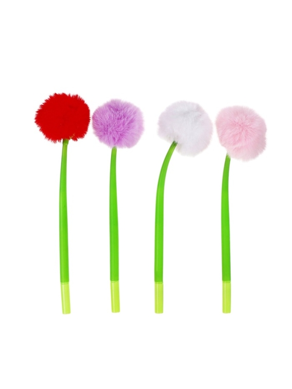 Ручка гелевая-прикол МИКС Меховой шар МИКС (штрихкод на штуке)