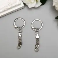 Основа для брелока карабин металл с плоской цепочкой серебро набор 15 шт 5,8х2,2 см Основа для брелока карабин металл с плоской цепочкой серебро набор 15 шт 5,8х2,2 см