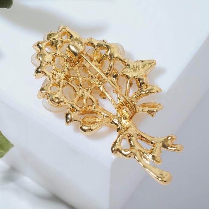 Брошь «Букет» верба, цвет белый в золоте Брошь «Букет» верба, цвет белый в золоте