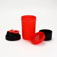 Шейкер спортивный для коктейлей и протеина, с чашей, красно-чёрный, 500 мл