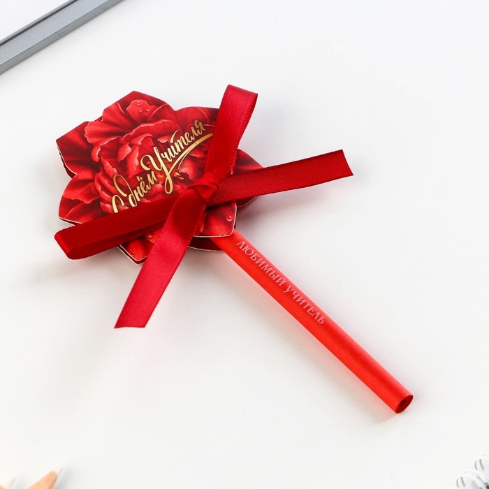 Эко-ручка шариковая в открытке «Учителю: С Днём Учителя», синяя паста Эко-ручка шариковая в открытке «Учителю: С Днём Учителя», синяя паста