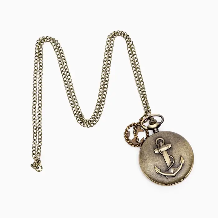 Часы карманные &laquo;Якорь&raquo;, кварцевые, циферблата d=4.5 см, цепочка 80 см