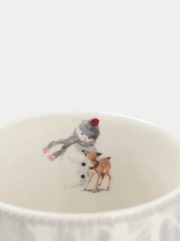 Набор кружек новогодних «Снежные забавы», 2 шт., 220 мл, керамика, подарочная упаковка, белый