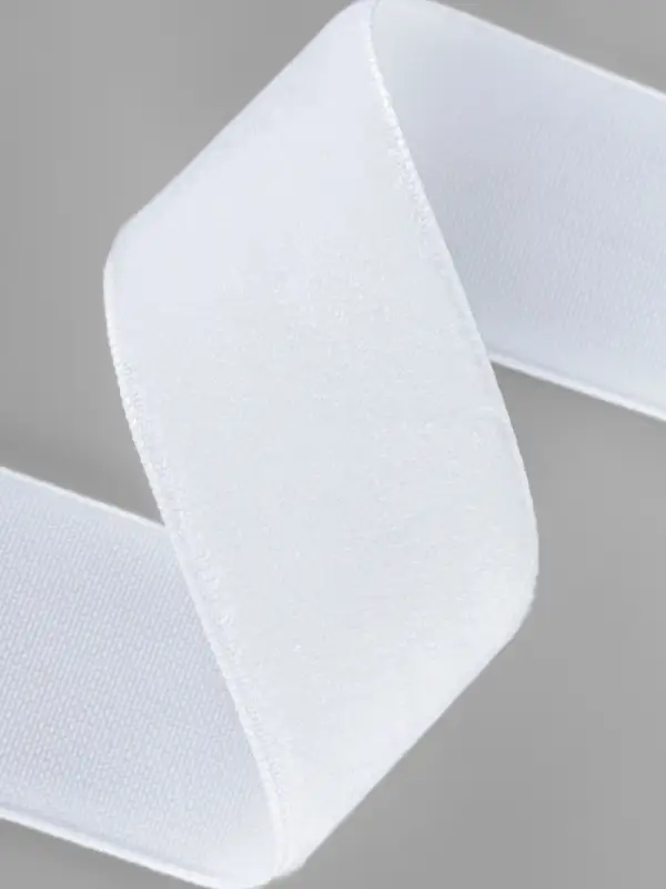 Лента бархатная, 25 мм, 18&plusmn;1 м, белая №01