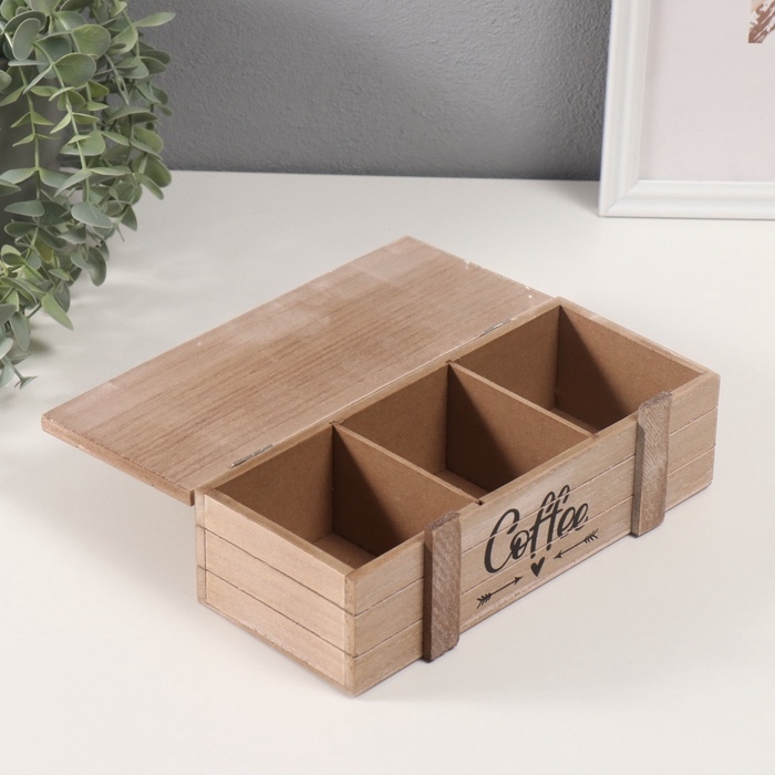 Шкатулка дерево с делениями "Кофемолка" 10,5х24х7,5 см