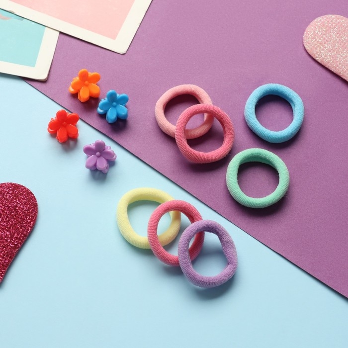 Набор для волос Набор для волос "Затейница колор" (12 резинок 2 см, 4 краба) цветочки