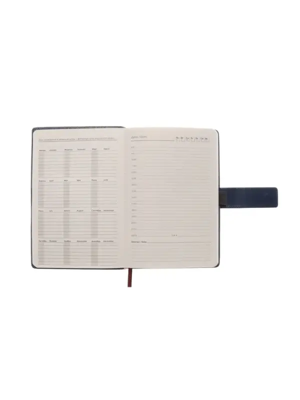 Ежедневник недатированный формат А5, с хлястиком, 128л, линия, пвх, Синий Ежедневник недатированный формат А5, с хлястиком, 128л, линия, пвх, Синий