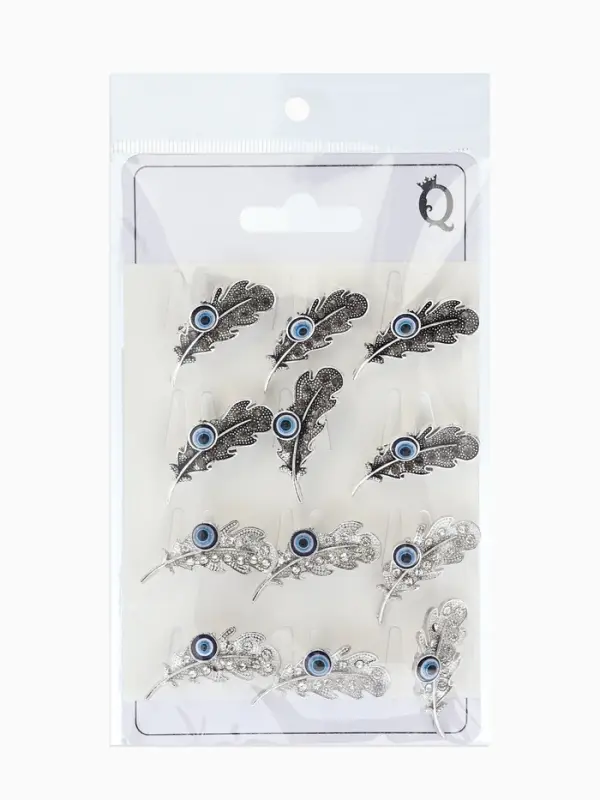 Брошь-оберег &laquo;Пёрышко с глазиком&raquo;, синий, МИКС