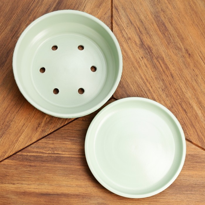 Горшок бонсайница Горшок бонсайница "Лофт" для кактусов и суккулентов, зеленый, 3,5 л