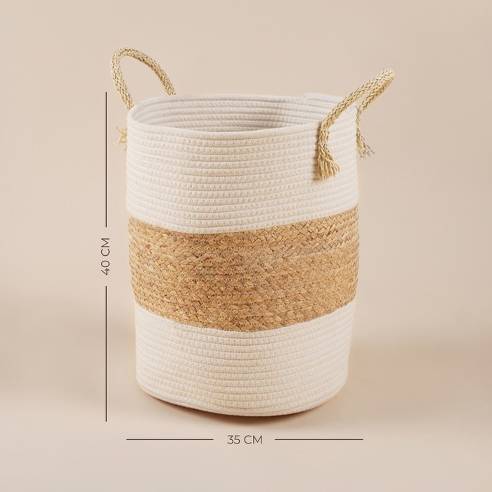 Корзина для белья плетеная круглая SL Home Orden, 35×40 см, хлопок, гиацинт Корзина для белья плетеная круглая SL Home Orden, 35×40 см, хлопок, гиацинт