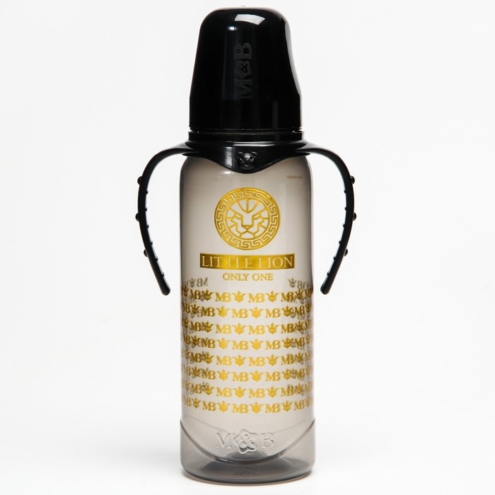 Бутылочка для кормления «Little lion», классическое горло, с ручками, 250 мл., от 0 мес., Золотая коллекция