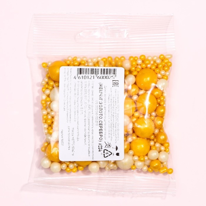 Кондитерская с мягким центром  Кондитерская с мягким центром "Жемчуг", бело-золотая, 50 г