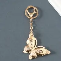 Брелок металл, стразы на карабине "Бабочка" передивается 4,7х6,4х0,8 см