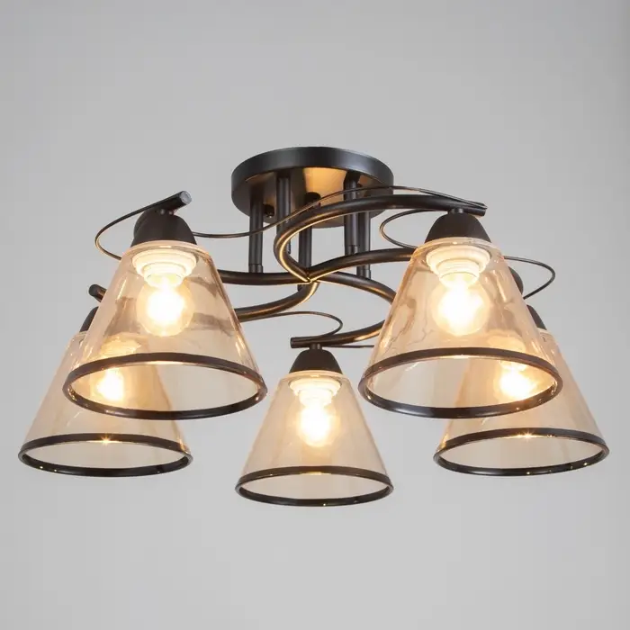 Светильник потолочный BayerLux &laquo;Эдотт&raquo;, люстра 5хЕ27, 40 Вт, чёрный, 53&times;53&times;25 см