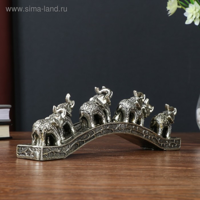 Сувенир полистоун Сувенир полистоун "Семь слонов на мосту" ветвь 8,5х4х26 см