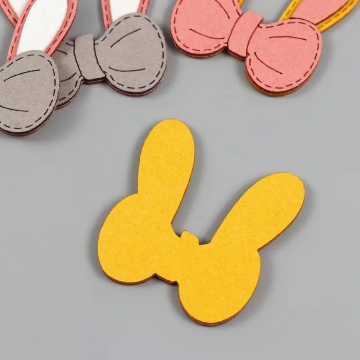 Декор для творчества иск. замша "Бантик с зайчьими ушками" МИКС 4,5х5 см