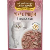 Влажный корм для кошек &laquo;Деревенские лакомства&raquo;, утка с тунцом в нежном желе, пауч, 70 г