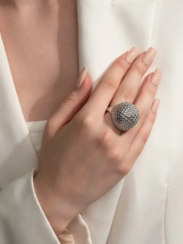 Кольцо металл &laquo;Шар сетка&raquo;, цвет серебро, безразмерное