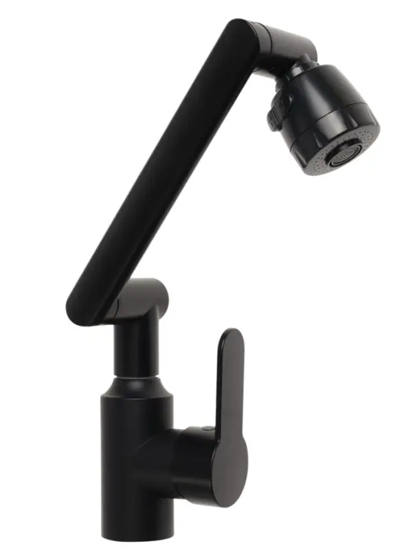 Смеситель для кухни ZEIN Z3705, регулируемый излив высотой 25 см, аэратор 2 режима, черный