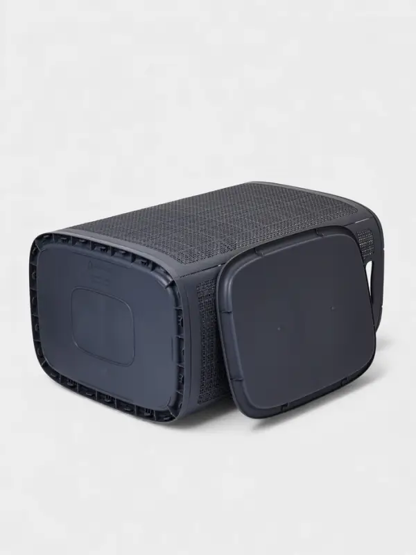 Плетёная корзина для белья с крышкой &laquo;Лён&raquo;, 75 л, 43&times;32&times;60 см, графит