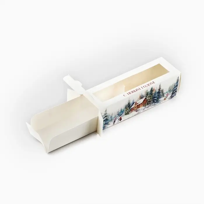 Коробочка для макарун «Снежные домики» 18 х 5.5 х 5.5 см