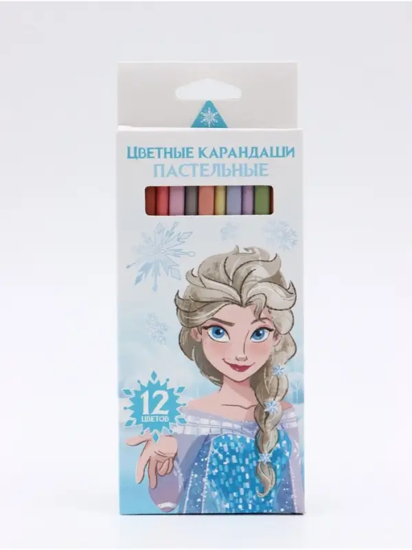 Цветные карандаши пастельные, 12 цветов, трехгранные, &laquo;Холодное сердце&raquo;