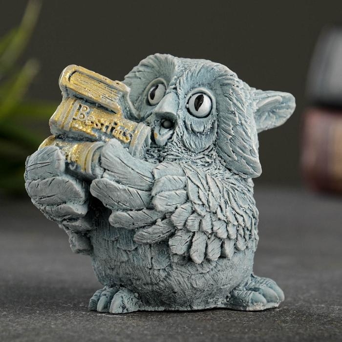 Фигура Фигура "Сова с книгами" серо-голубой 10х6х6см