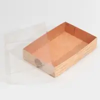 Кондитерская упаковка, коробка для макарун с PVC крышкой, «Крафт», 18 х 12 х 3.5 см