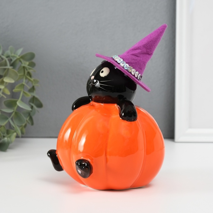 Копилка керамика Копилка керамика "Котик в тыкве" 11,7х12х13,4 см